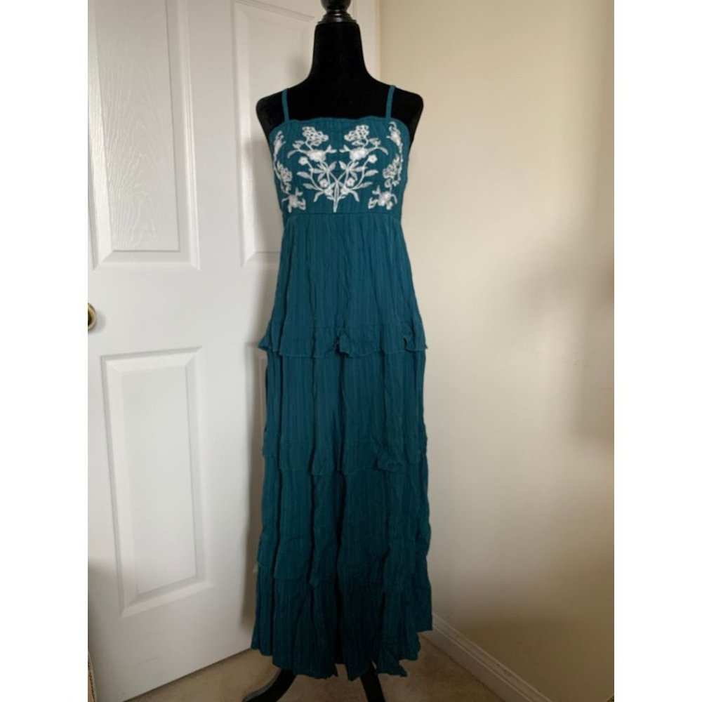 Floral Embroidered Layered Hem Cami Dress Blue - Picture 9 of 11